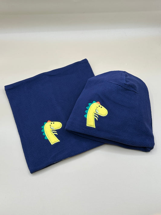 Set cappellino + scaldacollo in Pile Dino Giallo