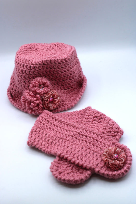 ISAKEN Set di 4 Cappelli e Muffole per Neonati, 4 Pezzi Cappellino