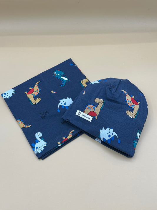 Set cappellino + scaldacollo Dino Blu