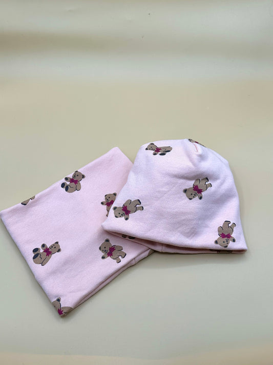 Set cappellino + scaldacollo orsetti Rosa